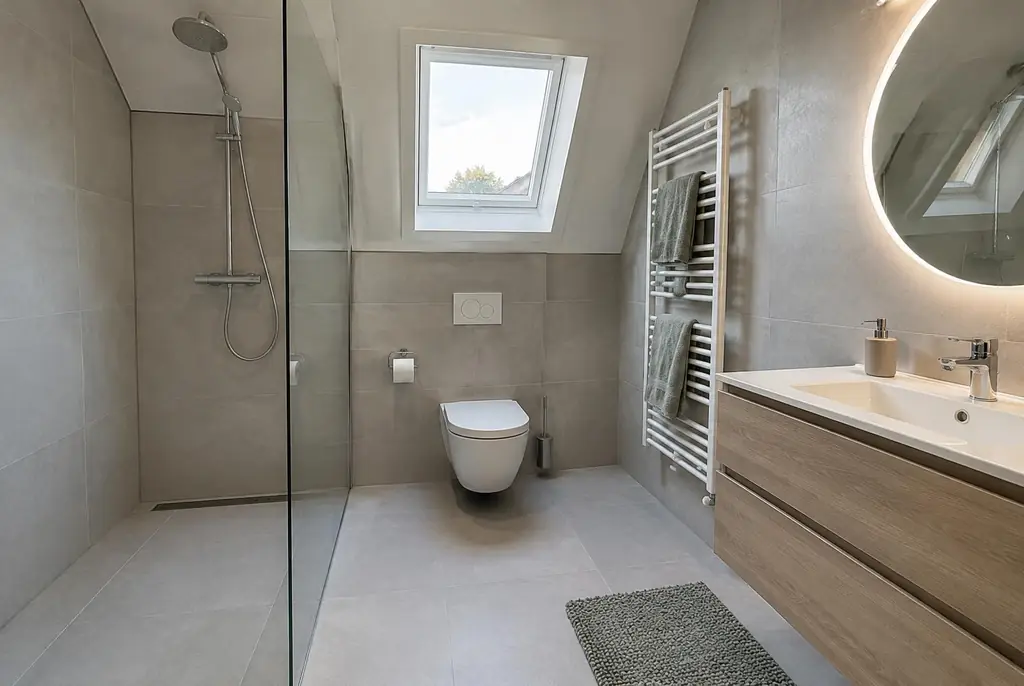 Lekdetectie Westervoort – droge badkamer met inloopdouche na herstel