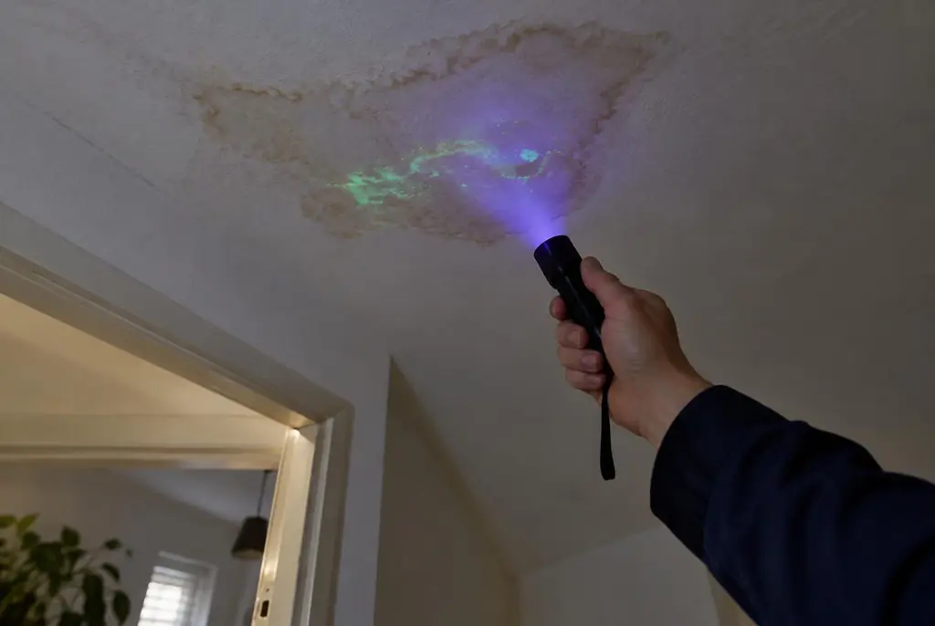 Lekdetectie Westervoort – kleurstof controleren op het plafond met uv-licht