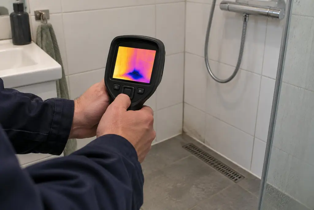 Lekdetectie Westervoort – lekdetectiespecialist met warmtebeeldcamera in een badkamer